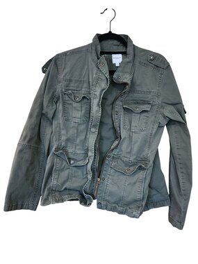Kensie Olive Green Utility Military Jacket Womens Size L